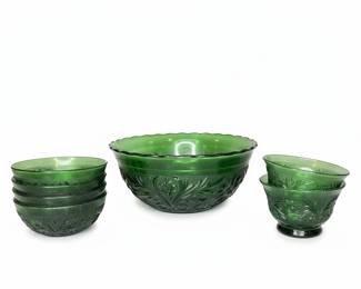 Vintage Anchor Hocking Forest Green Bowls