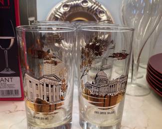 Vintage Mississippi State Capitol and Jackson City Hall Glasses