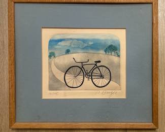 Watercolor Painting of a Bicycle Signed