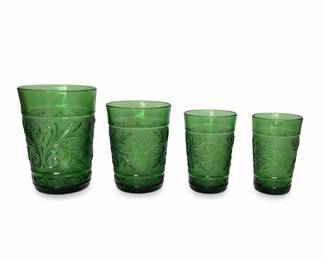Anchor Hocking Forest Green Sandwich Pattern Tumblers