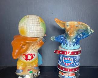 Jim Beam 1976 Bicentennial "Democrat" Donkey and "Republican" Elephant Decanters