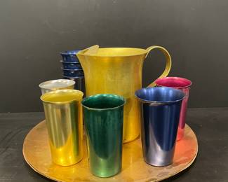 Vintage Aluminum Pitcher and Tumbler Set
