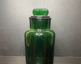 Vintage Green Glass Apothecary Jar 