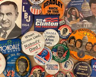 Political Campaign Buttons Collection - 1960s-2000s