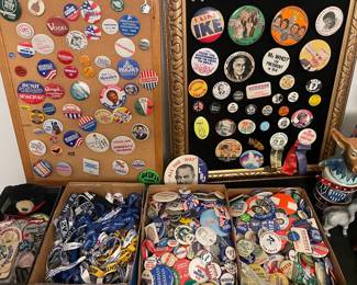Political Campaign Buttons and Lanyards Collection
