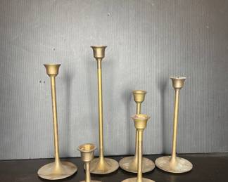 Graduated Brass Candlesticks Vtg