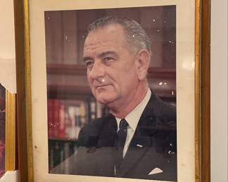 Framed Portrait of Lyndon B. Johnson with Washington Post "Election 2016" Newspaper
