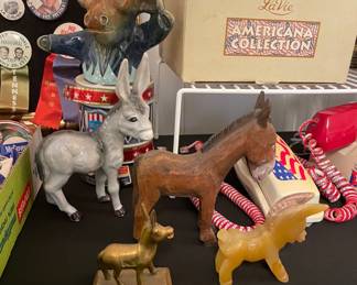 Political Donkey Figurines and Campaign Memorabilia