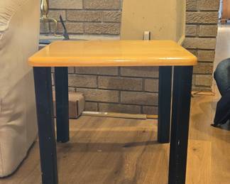 Modern End Table with Wood Top and Black Legs