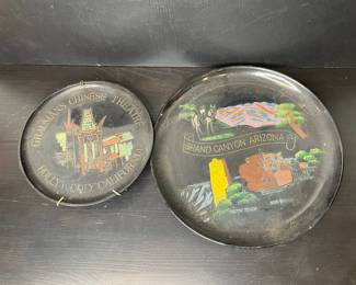 Vintage Grauman's Chinese Theatre & Grand Canyon Tin Litho Souvenir Trays