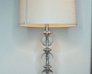 Clear/Chrome Glass Triple-Sphere Table Lamp