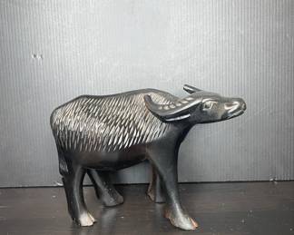Hand Carved Ebony Wood Water Buffalo Figurine