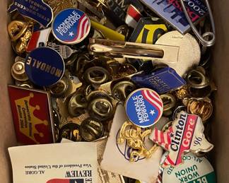 Political Campaign Pins and Memorabilia Collection
