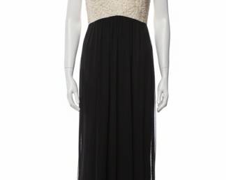 Marie St. Claire Beaded Bodice Black Chiffon Evening Gown