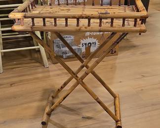 Vintage Bamboo Butler Serving Tray Table