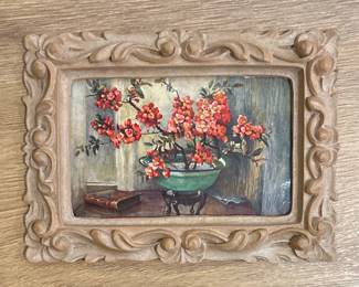 Vintage Floral Still Life Prints in Ornate Frames