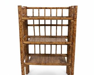 Vintage Tortoiseshell Bamboo 3-Tier Étagère