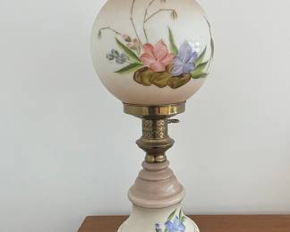 Gone With The Wind Hand-Painted Floral Oil Lamp