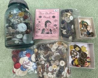 Assorted Vintage Buttons and Button Book
