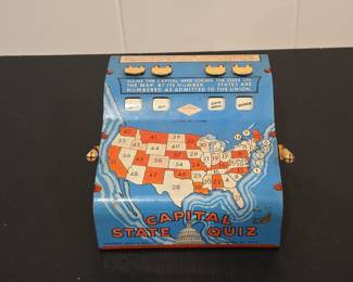 Wolverine Capital State Quiz Tin Litho Toy Vtg
