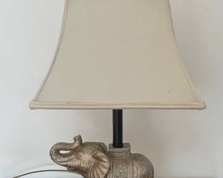 Vintage Elephant Table Lamp with Cream Bell Shade