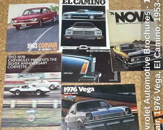 Chevrolet Automotive Brochures Corvair, Vega, El Camino, Corvette Silver Anniversary, Nova