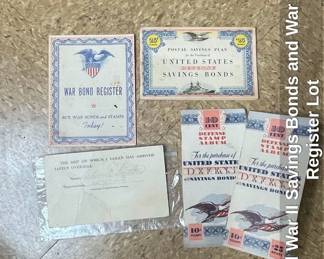 World War II Savings Bonds and War Bond Register Lot