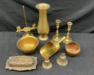 Ten Vintage Brass Items