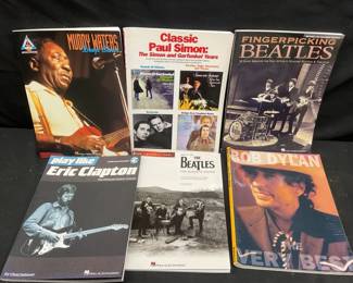 6 Guitar Lesson Music Books Paul Simon, Eric Clapton, The Beatles, Bob Dylan  Miles Davis