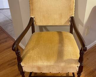 Gold velvet fabric upholstered chair