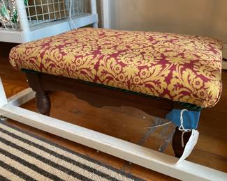 Red and gold small upholstered stool (15.5” x 10.5” x 8”) $42 + tax