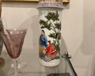 Chinese hand painted porcelain vase (11.5” tall) $80.50 + tax