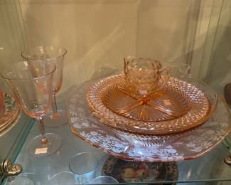 Pink depression glass