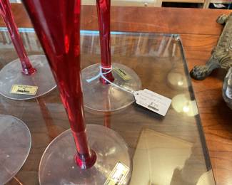 Red polkadot Hungarian trumpet glass set of (4) $26.25 + tax