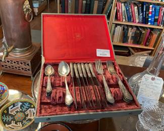 Vintage EPNS silver plated flatware set with embossed handles (19 pc) $28 + tax