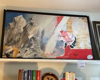 Original acrylic on canvas Patrick Rocard “L’Escalier Rouge” (34” x 60”) $1575 + tax