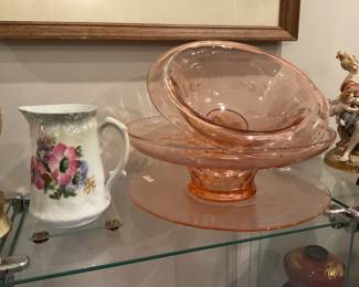 Pink depression glass 