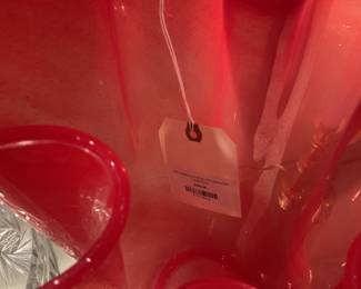 Red hand blown glass handkerchief vase (13” tall) $70 + tax