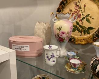 Vintage MCM light pink covered grease jar / canister $12.25 + tax