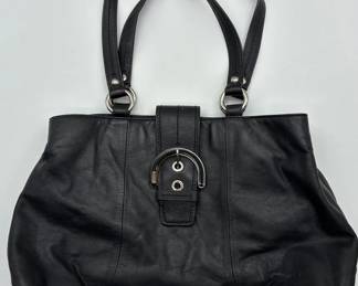 Vintage Coach Soho Black Leather Tote Bag Buckle Accent Includes REAL AUTHENTICATION Certificate