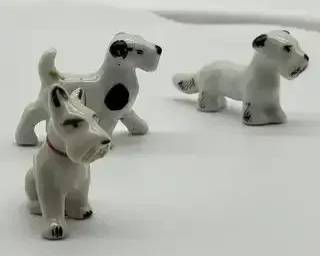 Miniature Porcelain Dog Figurines Lot Marked Japan Approx 1 Tall