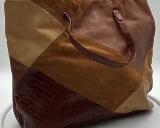 Lucky Brand multitone leather and suede patchwork tote bag