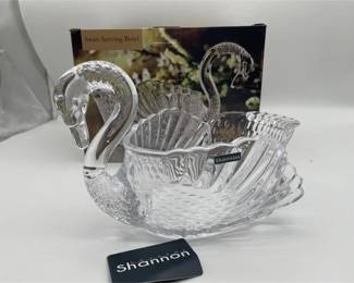 Shannon Crystal By Goldfinger Swan Serving Bowl Shannon Crystal By Goldfinger Swan Serving Bowl