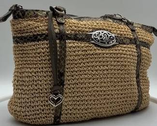 Brighton crochet leather faux snake trim purse
