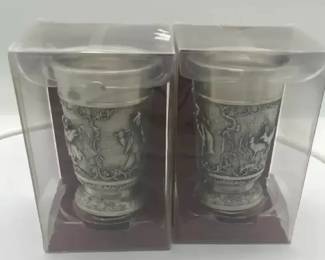 Vintage Zen German Pewter Beer Glasses