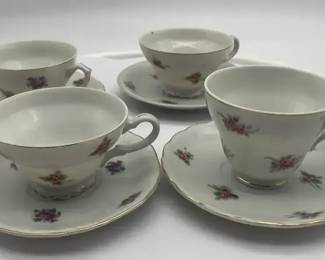 Japan Wild Rose 4 Tea Cup Saucers Sets