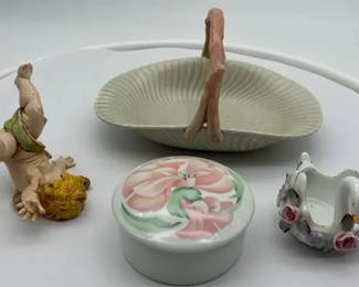 Vintage Porcelain Collection Limoges Trinket Box Depose Italy Angel Fritz and Floyd Basket Lot