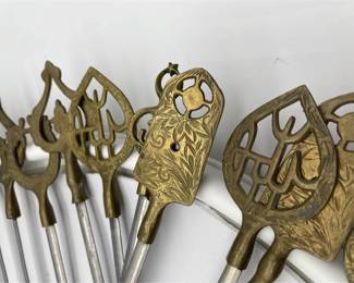 Vintage Turkish Brass Barbecue Skewers Large Ornate Shish Kebab Set