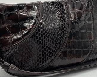 Brighton patent leather croc embossed black shoulder bag