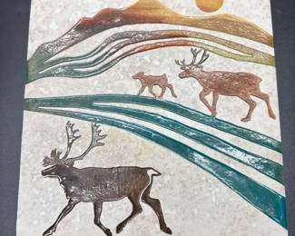 Brecht Studio porcelain Tile Sand Carved Hand Glaze Kill Fired Hot Plate Wall Hanging Eagle Rock 6 